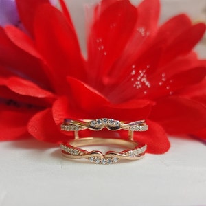 0.50 Ct Round Cut Diamond Engagement Ring Enhancer Guard Wedding Wrap Band Ring 14K Yellow Gold Finish, Birthday Gift Idea, Women's Ring