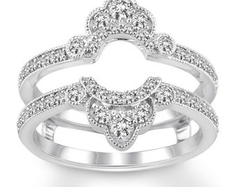 1/2 CT Round-Cut Sim Diamond Enhancer Engagement Wrap Ring 14K White Gold Finish 1/2 CT Round-Cut Sim Diamond Enhancer Engagement Wrap Ring 14K White Gold Finish