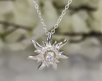 Sun Necklace- Moissanite Sterling Silver Necklace Special Princess Gift For Women- Princess Gift- Special Gift For mum