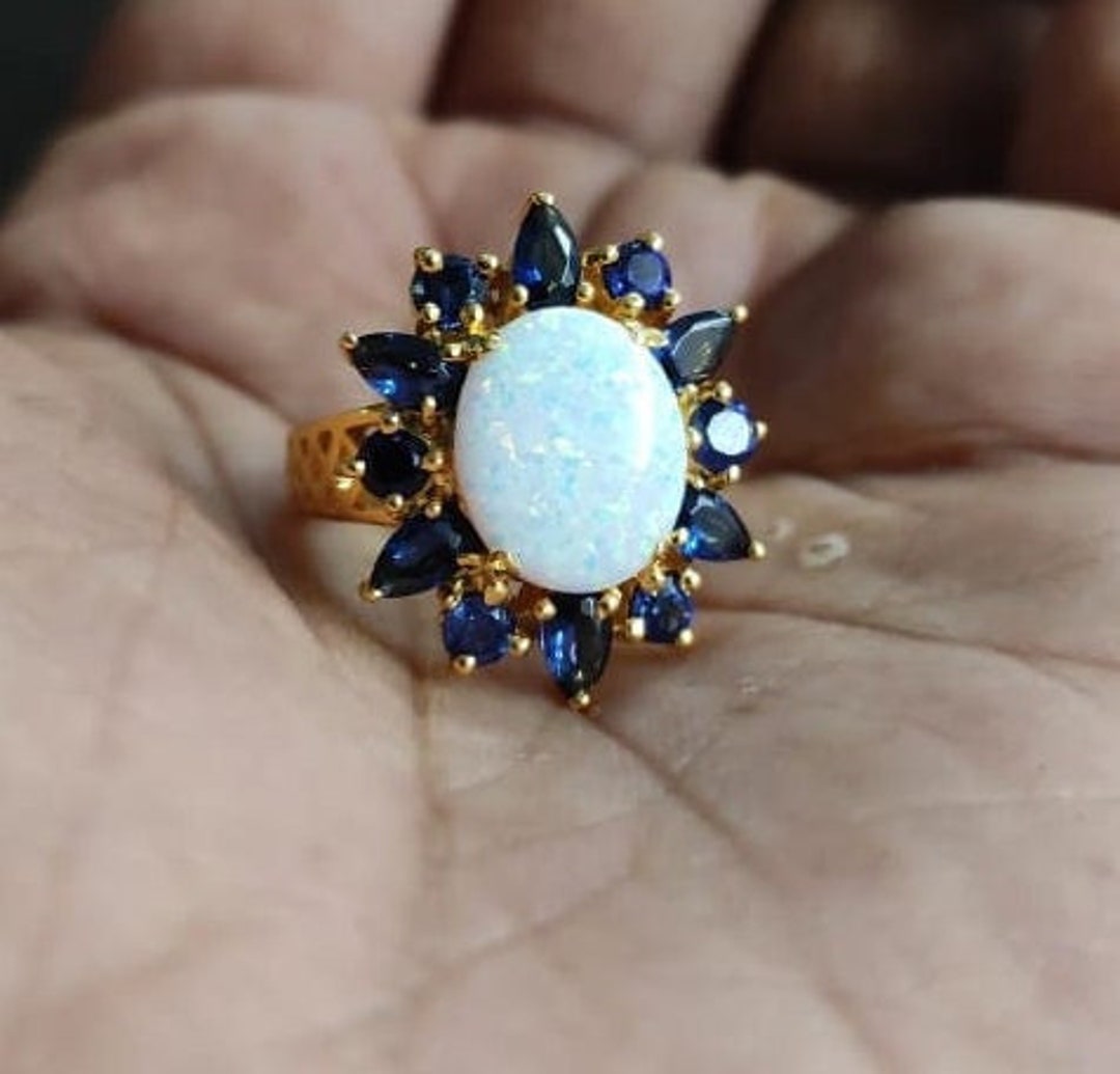 Opal Ring Opal Jewelry Dainty Ring 14k Yellow Gold Vermeil Engagement