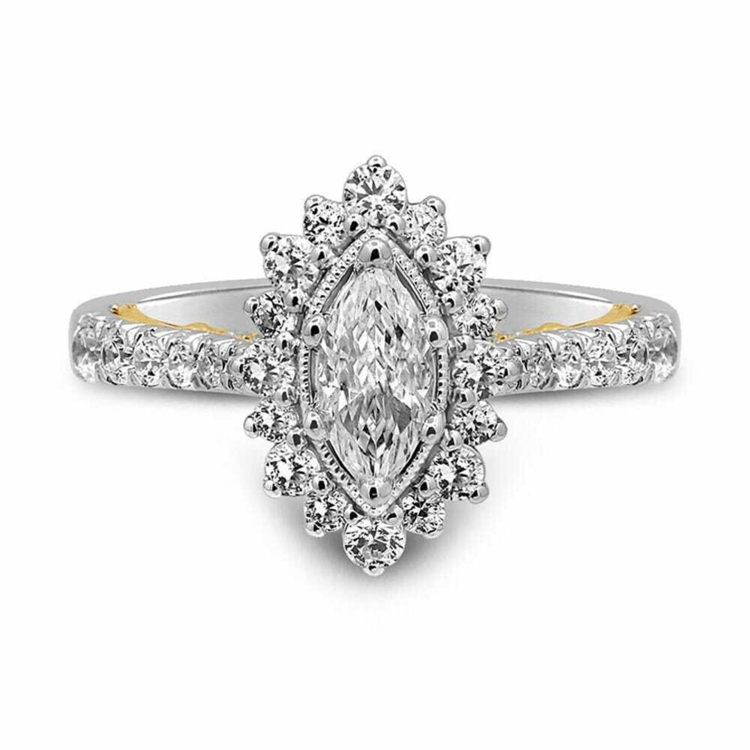 Vintage Art Deco Wedding Engagement Ring Marquise Diamond - Etsy