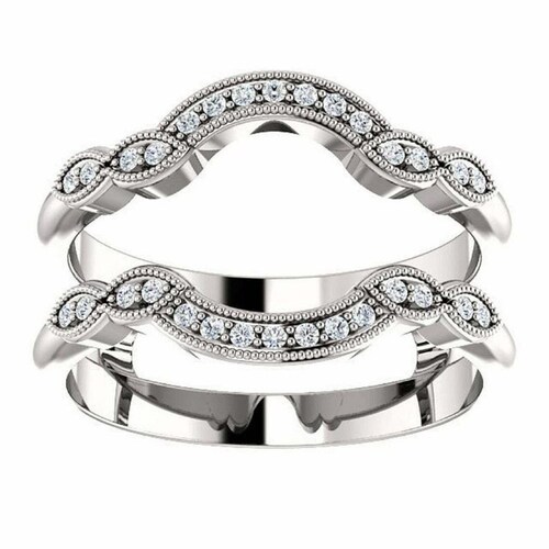 1.00ct Art Deco Enhancer Engagement Ring Guard 14K White Gold Etsy