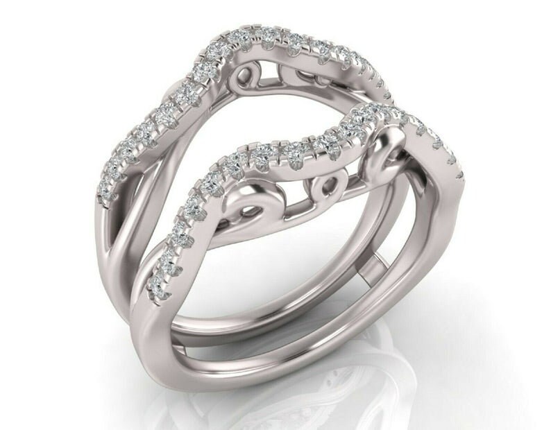 Enhancer Wrap Engagement Band Ring 0.90ct Round Cut Simulated Etsy