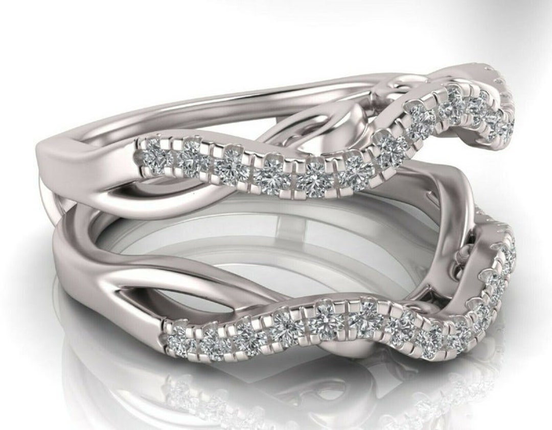 Enhancer Wrap Engagement Band Ring 0.90ct Round Cut Simulated Etsy