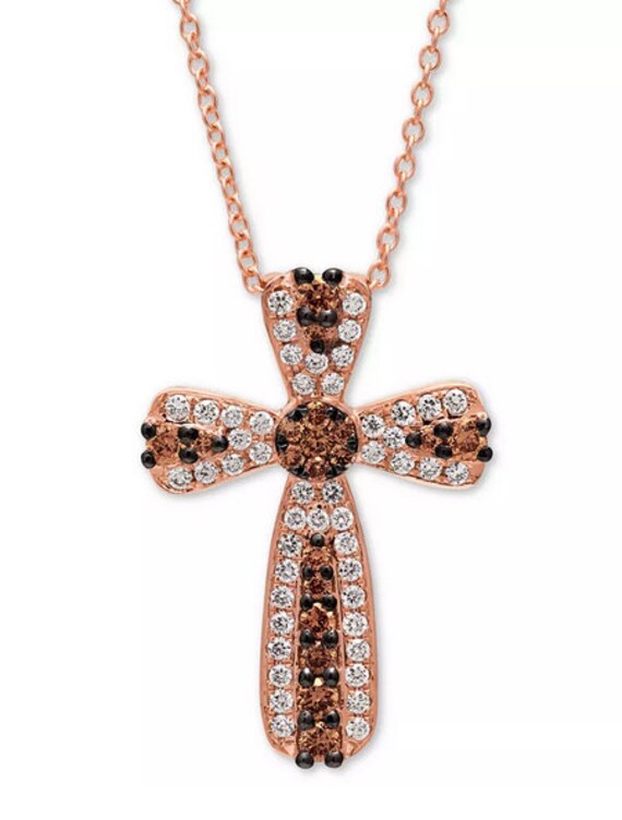 3/8 Ct Chocolate Cross Diamond Necklace 