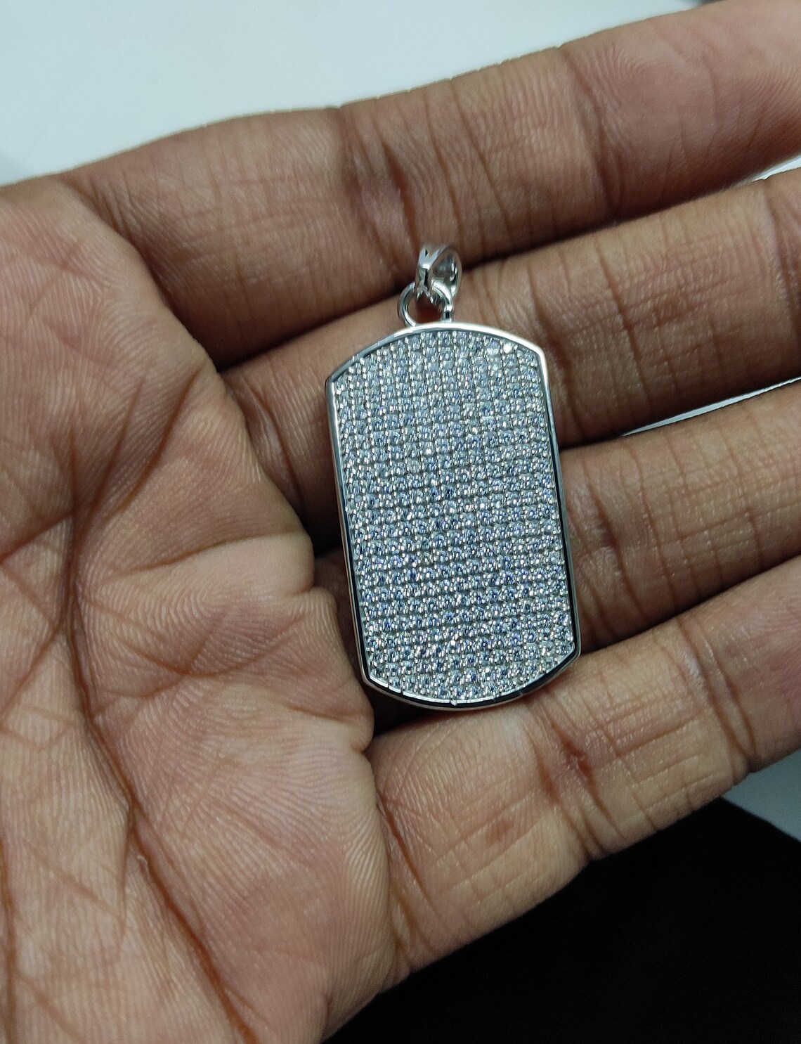 1.00 Ct Round Cut Diamond Dog Tag Pendant Necklace in 14K Etsy