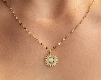 Large Pavé Golden Blossom Sunflower Pendant Necklace - Diamond by Irene Neuwirth