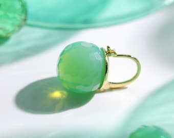 Green Opal Dangle Earrings, Jade Austrian Crystal Ball Earrings, Gold Plated Jewelry Gift for Women