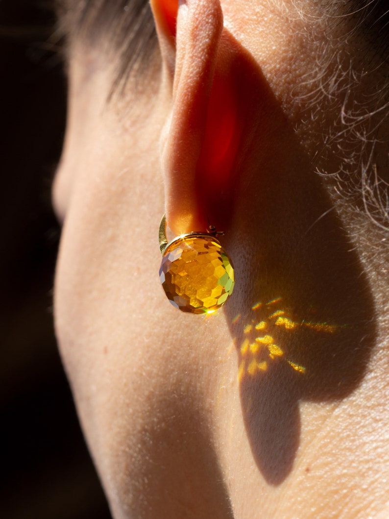 Citrine Earrings Dangle, Yellow Crystal Earrings, Yellow Drop Earrings Leverback, Yellow Earrings Gold, November Birthstone Earrings image 4