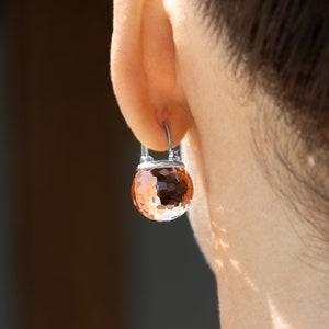 Sphere Crystal Earrings, Sparkling Crystal Dangle Earrings, Sterling Silver Leverback Closure, Dazzling Color Variations image 5