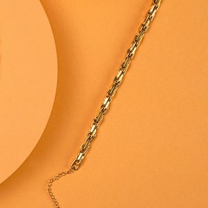 Pulsera de cadena gruesa, cadena de estilo vintage de acero inoxidable chapado en oro de 18 quilates para capas, pulsera gruesa hipoalergénica impermeable para mujer imagen 6