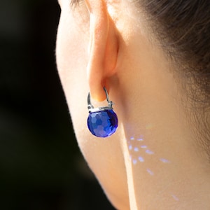Sphere Crystal Earrings, Sparkling Crystal Dangle Earrings, Sterling Silver Leverback Closure, Dazzling Color Variations image 7