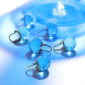 Aquamarine Earrings Dangle, Blue Crystal Earrings Leverback, Blue Earrings Gold, March Birthstone Earrings Gold image 8
