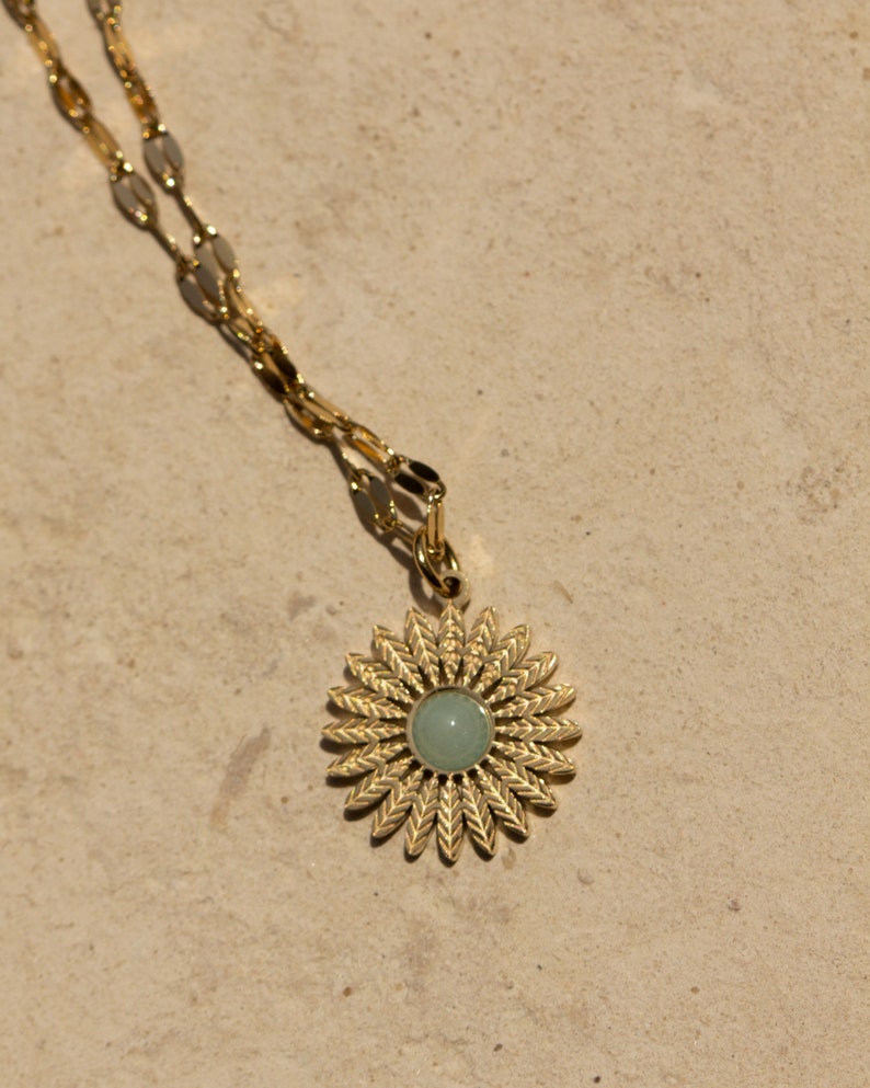 Gold Sunflower Necklace, Sunflower Pendant Necklace, Flower Charm Necklace, Floral Necklace for Women, Necklace Gift image 9