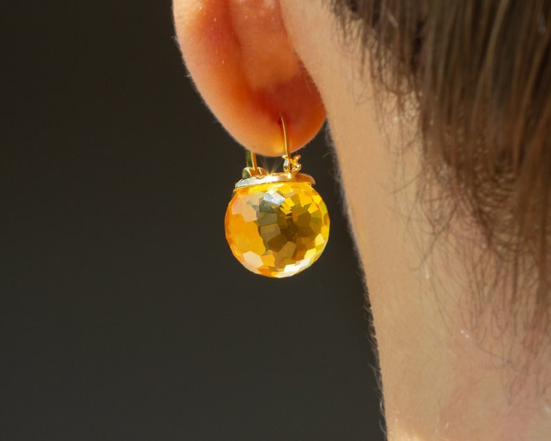 Citrine Earrings Dangle, Yellow Crystal Earrings, Yellow Drop Earrings Leverback, Yellow Earrings Gold, November Birthstone Earrings image 3