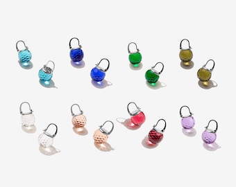 Sphere Crystal Earrings, Sparkling Crystal Dangle Earrings, Sterling Silver Leverback Closure, Dazzling Color Variations
