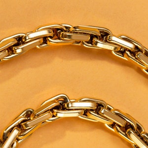 Pulsera de cadena gruesa, cadena de estilo vintage de acero inoxidable chapado en oro de 18 quilates para capas, pulsera gruesa hipoalergénica impermeable para mujer imagen 5
