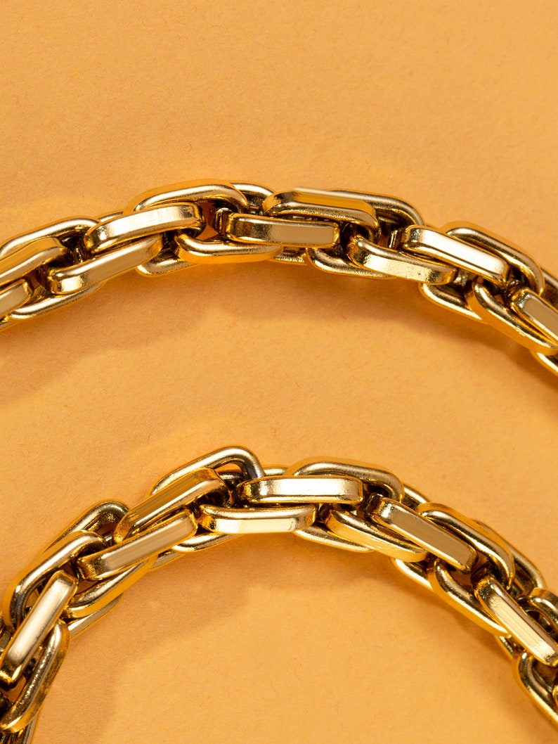 Pulsera de cadena gruesa, cadena de estilo vintage de acero inoxidable chapado en oro de 18 quilates para capas, pulsera gruesa hipoalergénica impermeable para mujer imagen 5