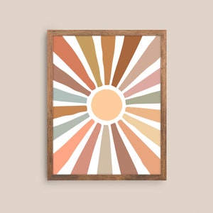 Sunny Boho Art Print, Sun Printable Wall Art, Wall Art for Home Digital Download Printable