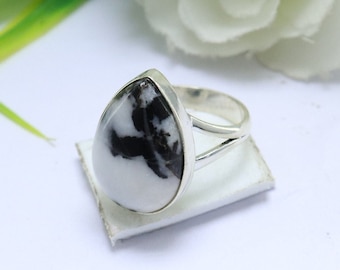 Bague en argent sterling 925 avec opale poire - Fait main en Inde