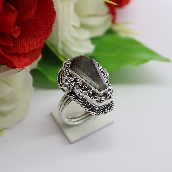 christmas gift Moss agate Coffin Silver Ring, 925 Silver Ring, Compartment Box Ring, Handmade Pill Box Ring, Locket ring, Gift for Her,