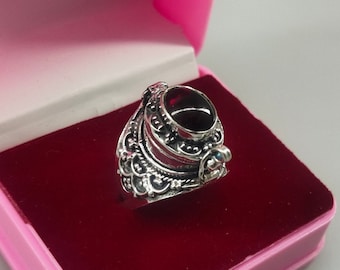 Father&#39;s Day Ring, Natural Garnet Locket ring . sterling silver plated 925 ring . June birthstone ring . love ring . small box ring,Box Ring