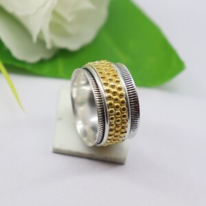 Spinner Ring,925 Sterling Silver ring,Anxiety Ring,Hammered Ring,Two Tone Ring, Spinning Ring, Designer Ring, Handmade Jewelry, Gift For her