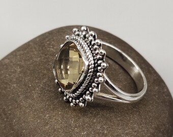 christmas giftbirthstone rings,custom rings,gemstone ring,Citrine ring,rectangle ring,small cocktail ring, 925 Sterling  Silver Ring,