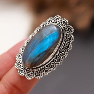 Silver Branch Ring, Labradorite Ring, 925 Sterling Silver Ring, Handmade Nature Inspired Ring,  Jewelry, Leaves Ring, Gift For Her