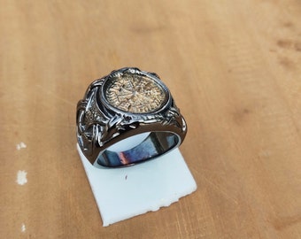 Ring for men,925 Silver Signet Ring, Norse Jewelry, Viking Ring with Symbols, Norse Ring with Ornament, Handcrafted Norse Jewelry