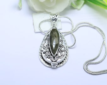 Golden Obsidian Locket Necklace: Sterling Silver Pill Box Pendant