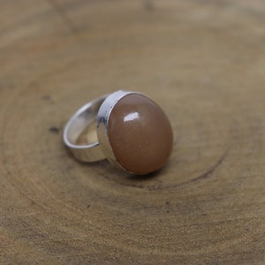 Moonstone Ring, 925 Sterling Silver , Pear Stone Ring, Plane Band Ring, Natural Gemstone Ring, Handmade Ring, Silver Boho Ring, Gift