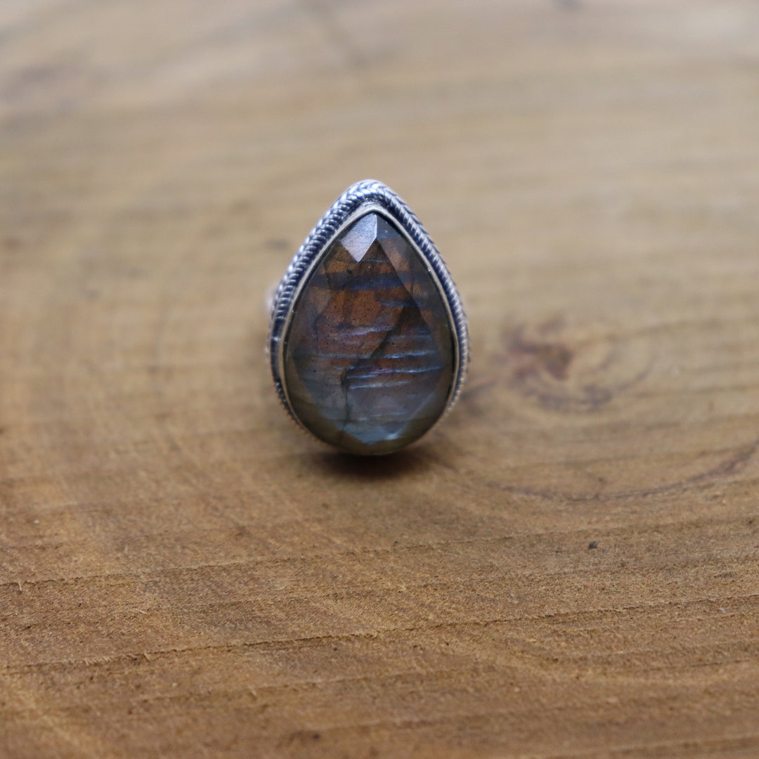 Anello fatto a mano con pietra preziosa corniola: gioielli boho in argento sterling - Italia