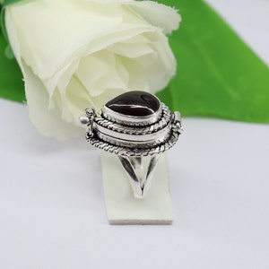 Natural Garnet poison ring.925 sterling Silver poison Ring,Ring,poison ring,Handmade Ring,small box ring,birthstone ring,gift for her