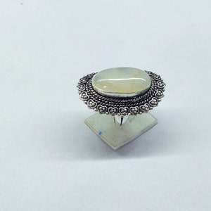 Handmade Oval Moonstone Ring: 925 Sterling Silver Boho Ring