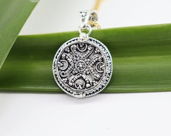 Sterling Silver Locket Pendant: Secret Message Pill Box, Handmade