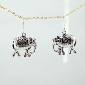Elephant Drop Earrings. Boho Style Thailand, India, Bali Jewelry Dangle elephant earrings, 925 silver Earrings