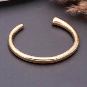 Simple Solid Brass Adjustable Cuff Bracelet : Stacking Bangle For Everyday Use image 4