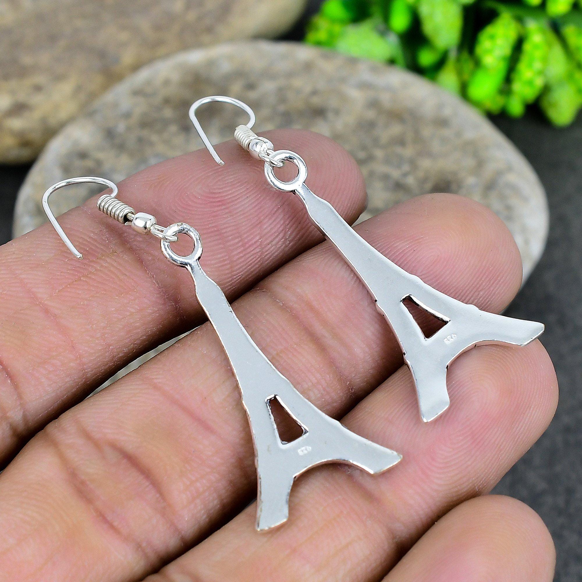 AoedeJ Eiffel Tower Stud Earrings - 925 Sterling Silver With Cubic Zirconia, Small Everyday Earrings For Women - View #5
