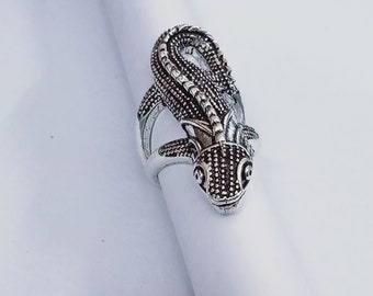 Sterling Silver Chameleon Ring: Reptile Lizard Gecko Band