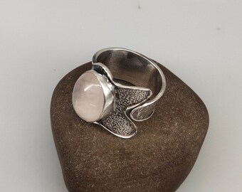 Rose Quartz Ring, Wire Wrap Ring, Healing Crystal, Raw Gemstone Ring, Heart Chakra Ring, 925 Silver Stacking Rings, Dainty Wire Ring