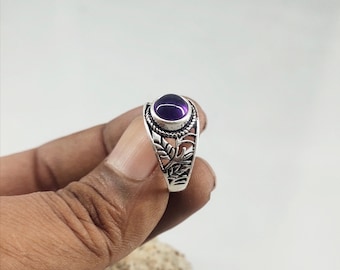 Amethyst Ring,925 Sterling Silver Ring, Amethyst Ring, Beautiful Ring, Natural Stone, Simple Ring, Handmade Ring, Oval Ring, Boho Ring
