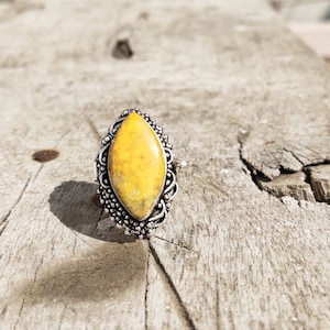 Bumble Bee Jasper Poison Ring, 925 Silver Plated ring, Handmade Ring, Gemstone Ring, Mother's Day Gift Ring,For her Girls,Poison Ring,