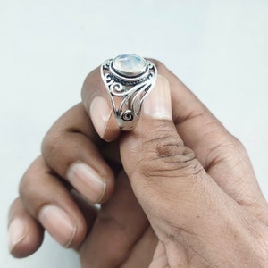 Moonstone Ring, rainbow ring, 925 Sterling Silver Ring, oval cut moonstone Ring, Moonstone hand made ring, June birthstone ring
