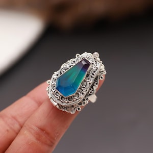 Bio Color Quartz Coffin Ring, 925 Silver ring, Coffin Jewelry ,Coffin Ring, Ring for her girls, Handmade Ring, Gift for Her,