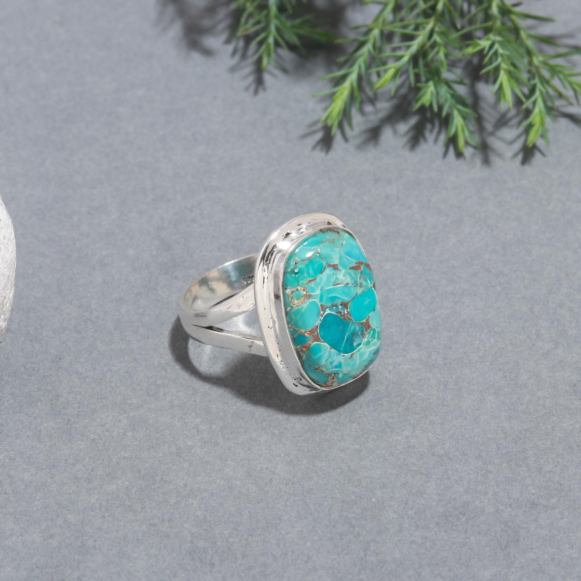 Handmade Mohave Turquoise Ring: Oval Gemstone, 925 Sterling Silver - Etsy