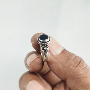 ブラックスクエアオニキスリング、925スターリングシルバー