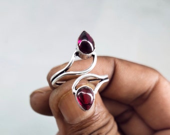 925 Sterling Silver Ring Natural garnet Ring, Handmade garnet Jewellery, Beautiful Ring, Statement Ring, engagement ring, Boho Ring