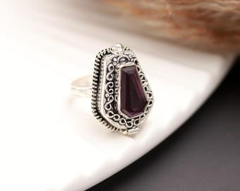 Amethyst Coffin Silver Ring, Women's Silver Ring, Compartment Box Ring, Handmade Ring, Locket Ring, Gift for Her