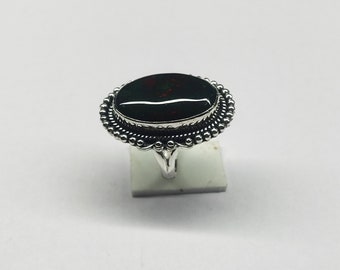 Blood Stone Ring, 925 Sterling Silver, Long Oval Ring, Bloodstone Ring, Gemstone Ring, Statement Ring, Silver Rig, Gift For Her,
